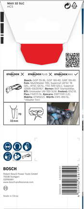 Hoja multiherramienta Bosch PRO MAII 32 SLC 32×70 mm.